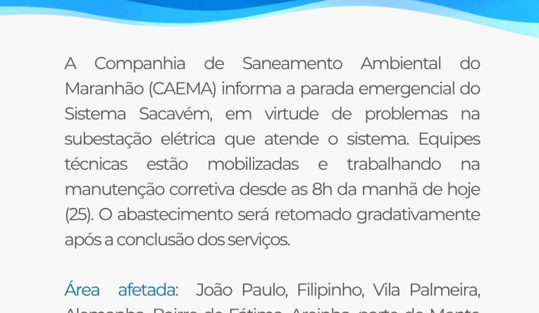 SISTEMA SACAVÉM/SÃO LUÍS -  25.05