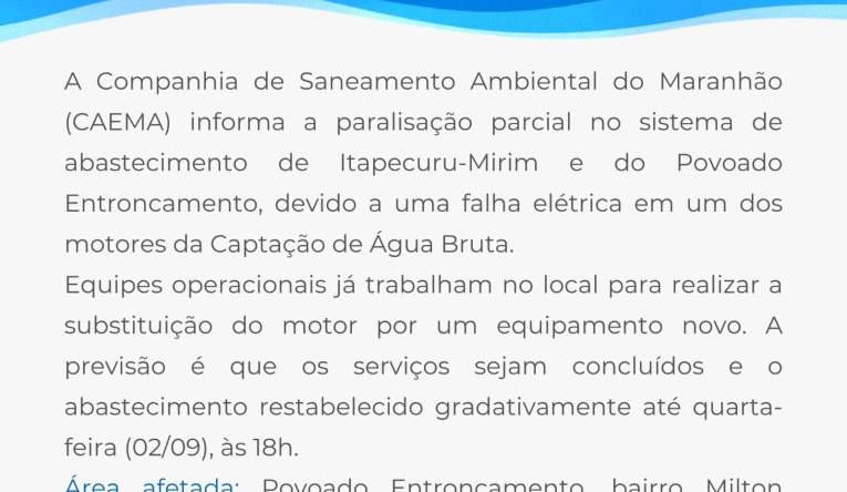 ITAPECURU MIRIM/ ENTRONCAMENTO - 01.09